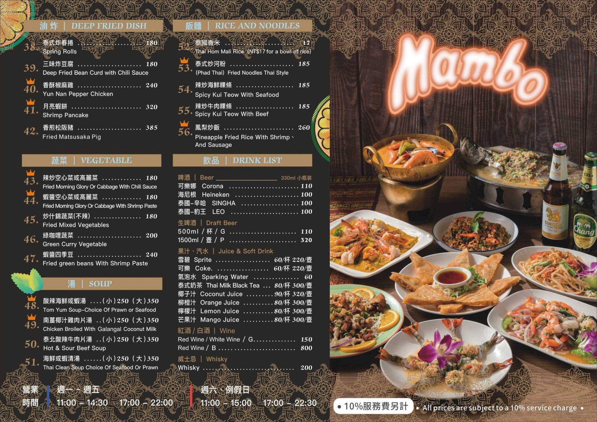 墾丁美食, 曼波泰式餐廳, 墾丁大街美食, 墾丁大街美食推薦, 墾丁曼波泰式餐廳 - TISS玩味食尚 墾丁曼波泰式餐廳菜單