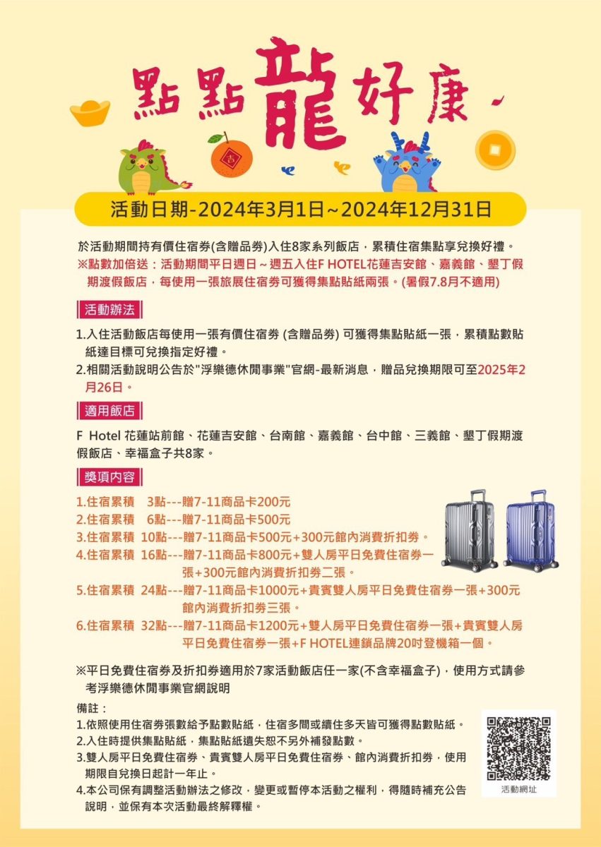 【F HOTEL住宿券團購】雙人房最低$1713元，皆含早餐，使用無期限