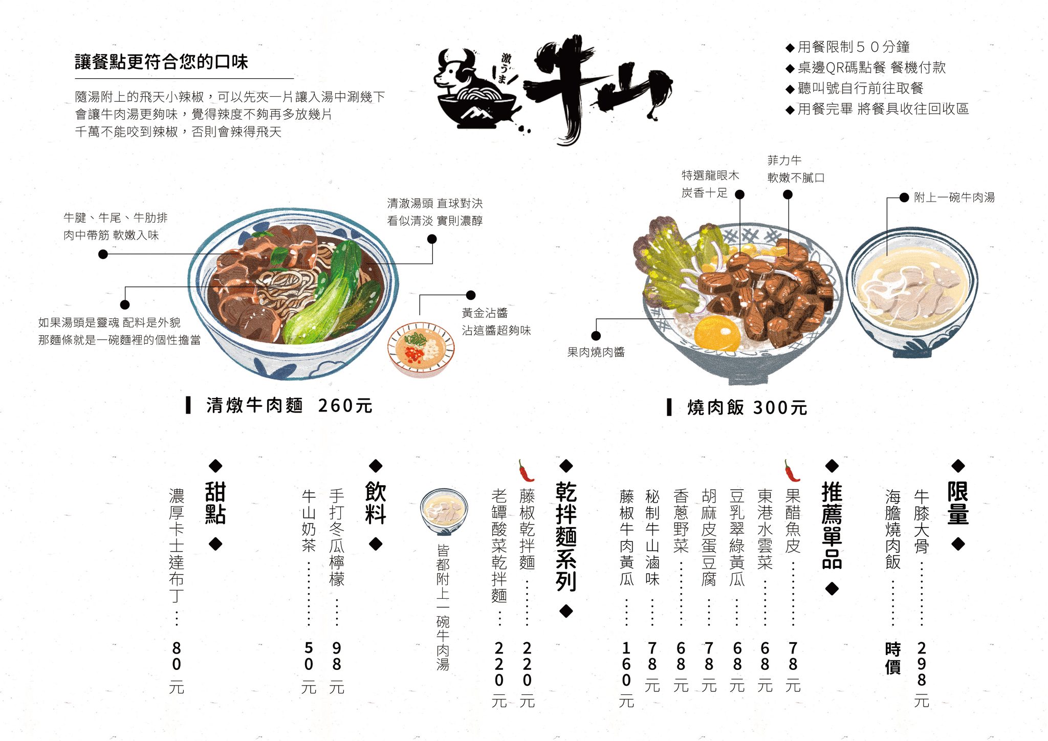 牛山牛肉麵菜單